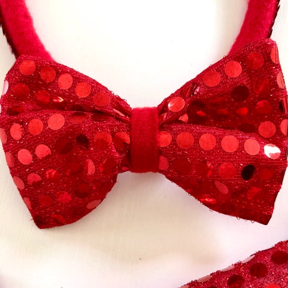 Mardi Gras sequins devil 4pc Quality accessories bowtie tails Pitchfork headband - Picture 4 of 14